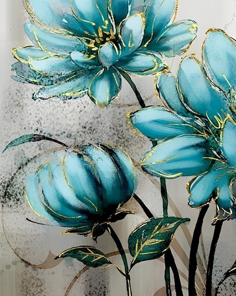 Drie Groene Chrysanten Diamond Painting