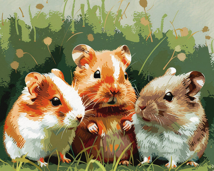Drie Schattige Hamsters Diamond Painting