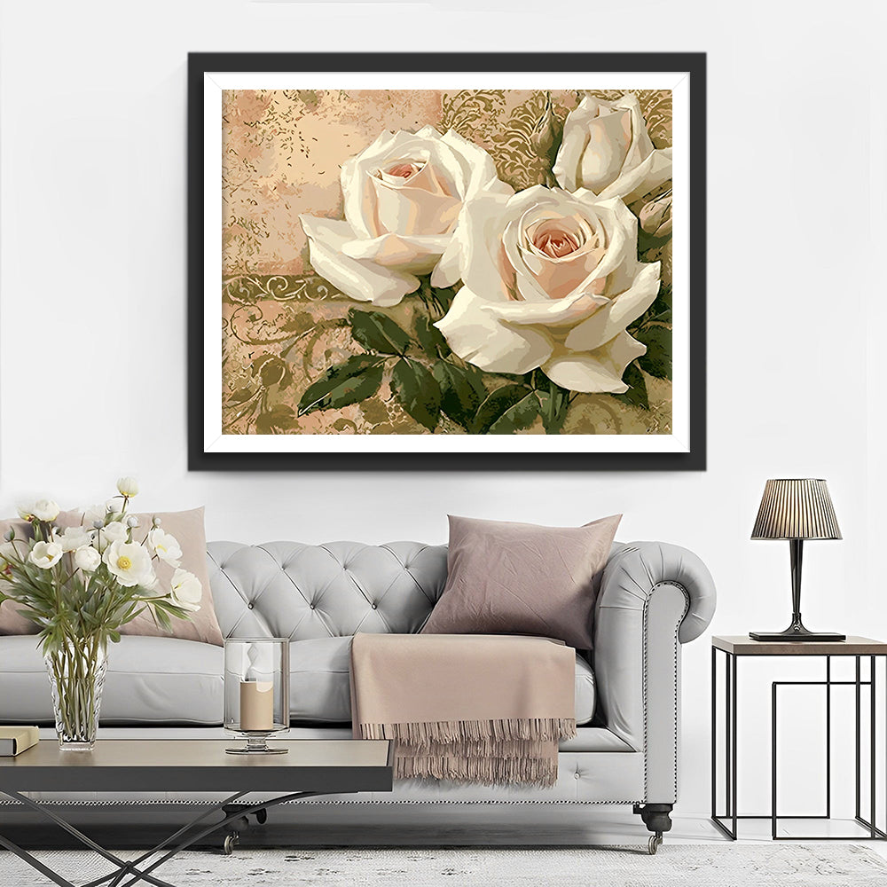 Drie Witte Rozen Diamond Painting