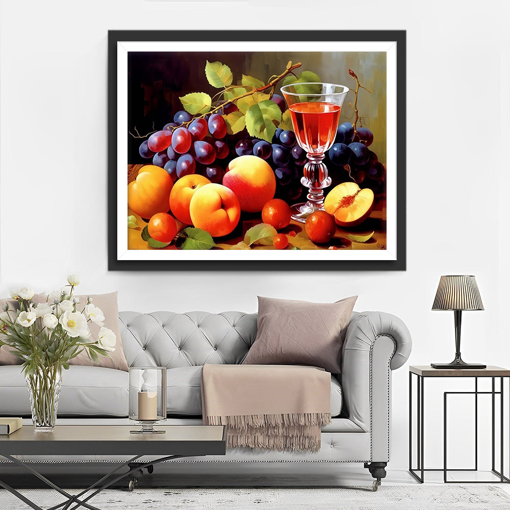 Druiven, Perziken en Wijn Diamond Painting