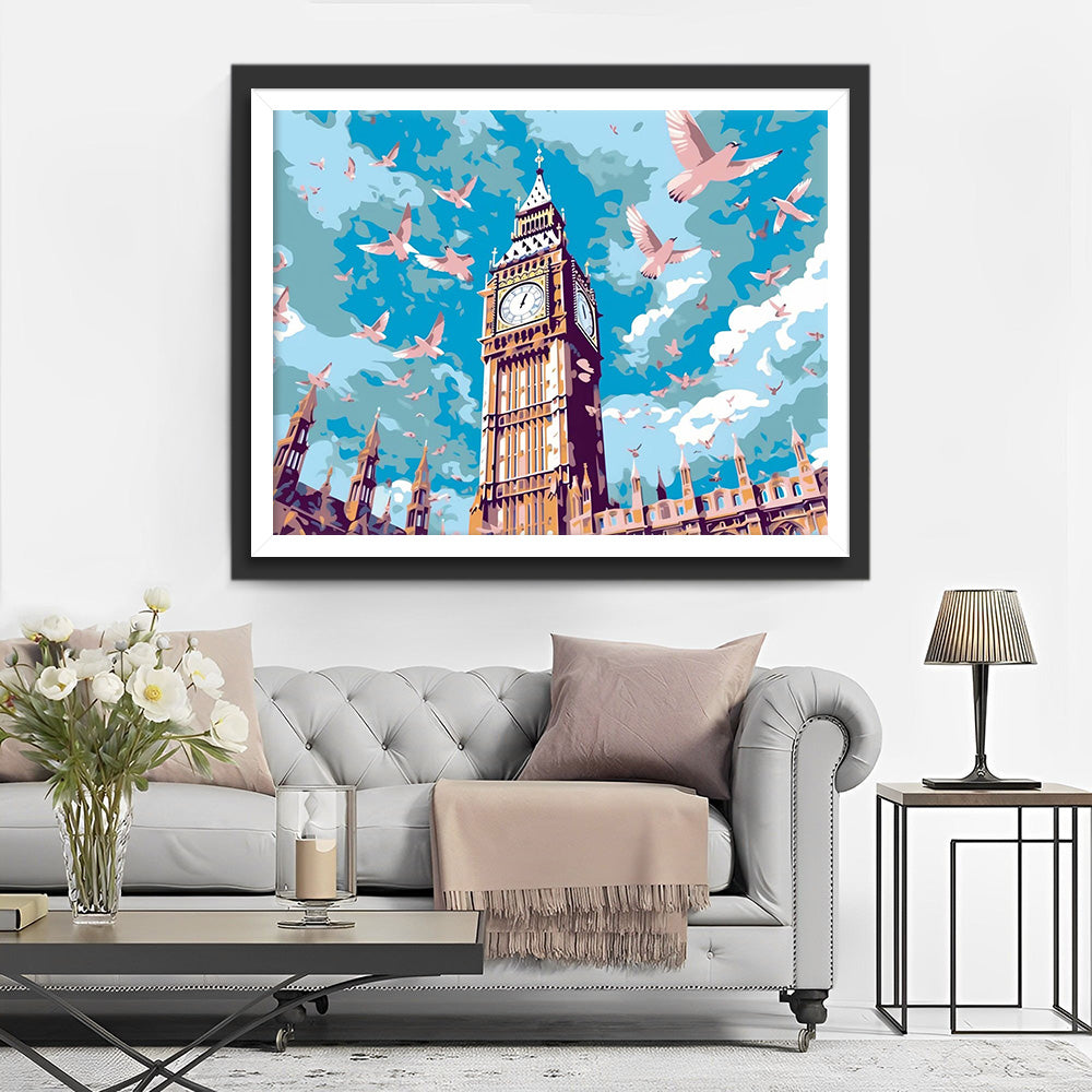 Duiven en Big Ben Diamond Painting