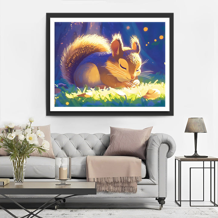 Eekhoorntje onder het Maanlicht Diamond Painting