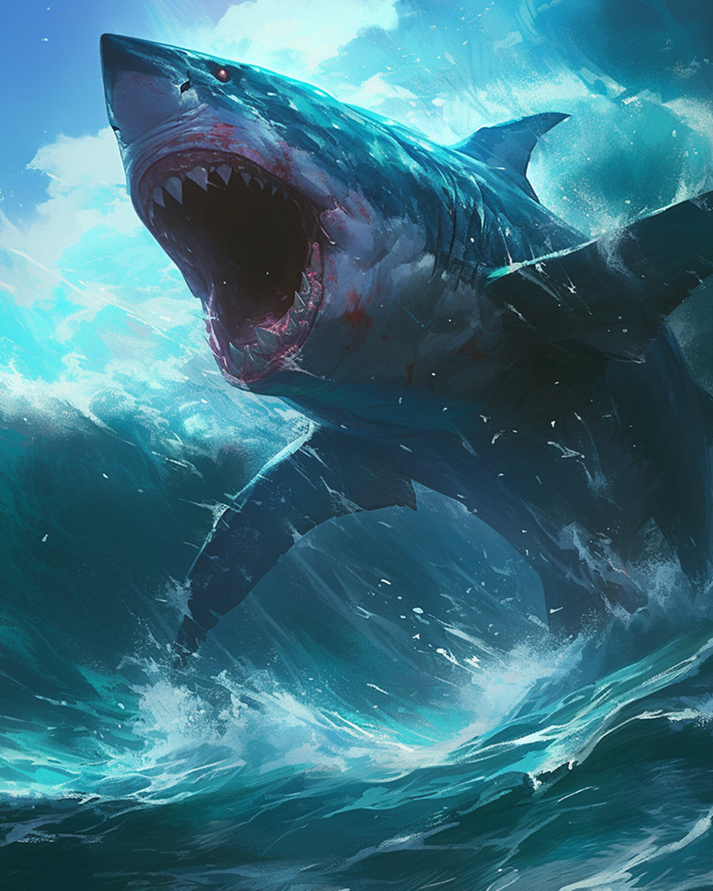 Een Enge Haai Diamond Painting