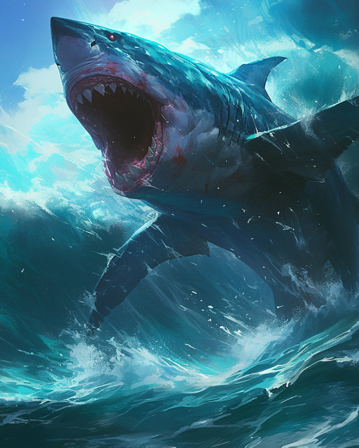 Een Enge Haai Diamond Painting