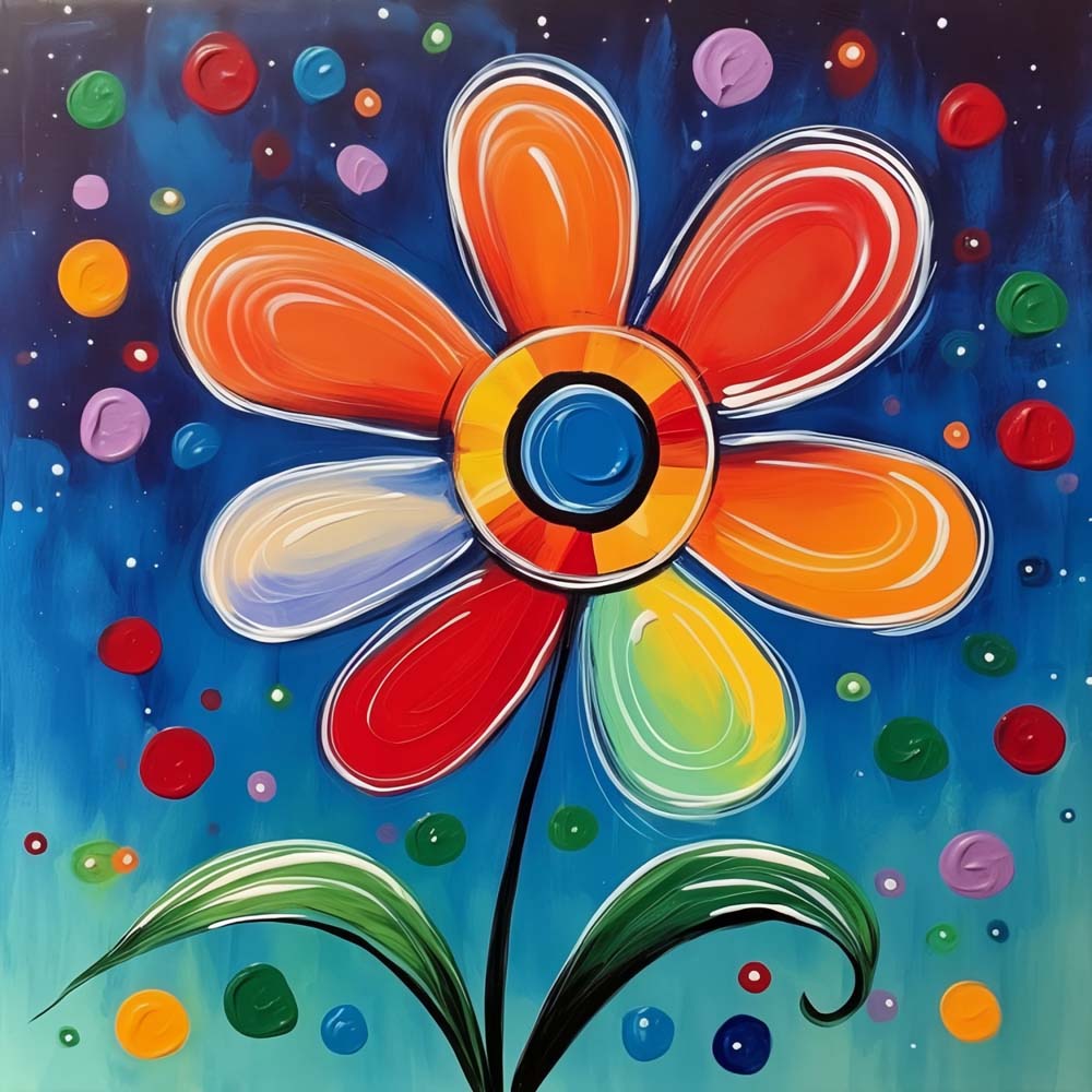 Een Klein Kleurrijk Bloemetje Diamond Painting