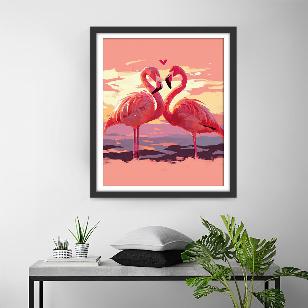 Een Koppel Rode Flamingo's Diamond Painting