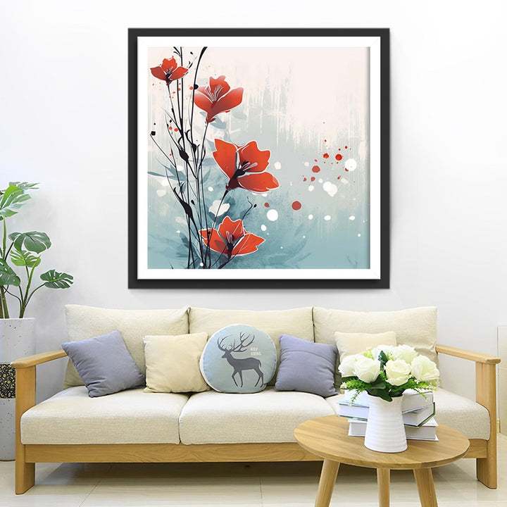 Een Paar Kleine Rode Bloemen Diamond Painting