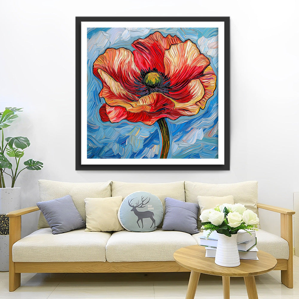 Een Rode Klaproos Diamond Painting