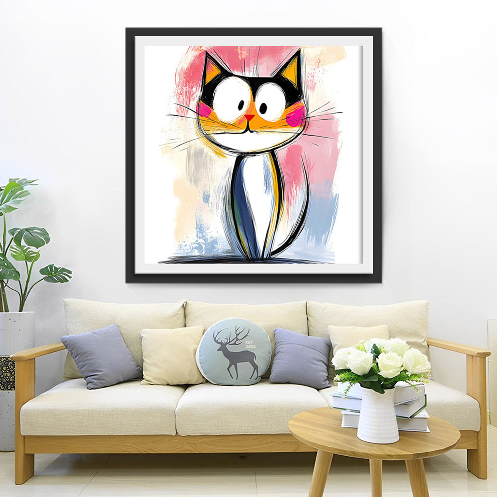 Een Verraste Kat Diamond Painting