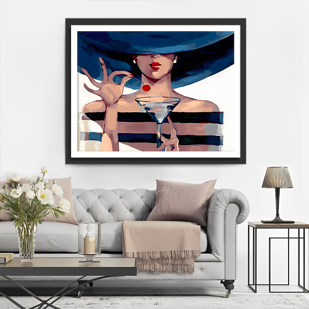 Een Vrouw met een Cocktail Diamond Painting