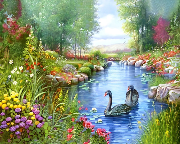 Eenden in de Lente Rivier Diamond Painting