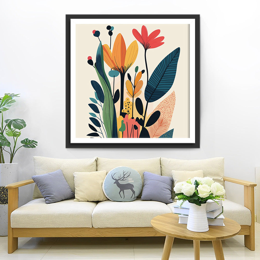 Eenvoudige Abstracte Bloemen Diamond Painting