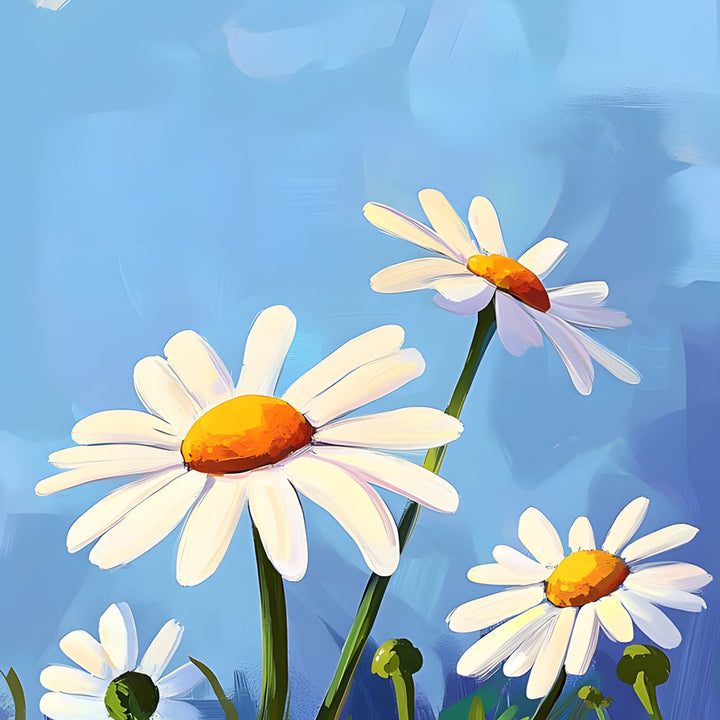 Eenvoudige Witte Madeliefjes Diamond Painting