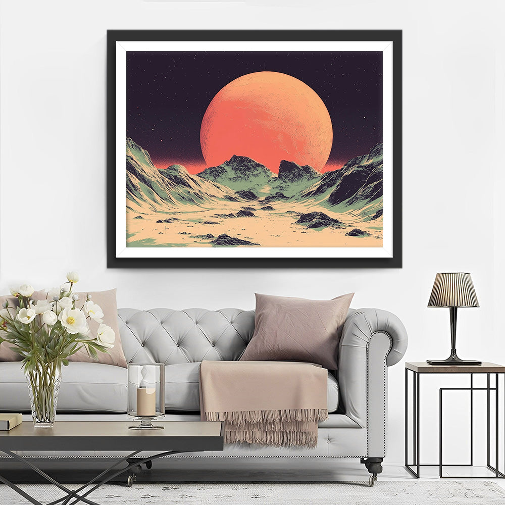 Eenzame Roze Planeet Diamond Painting
