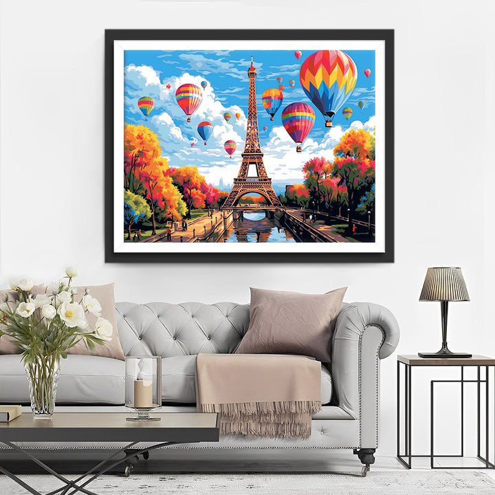 Eiffeltoren en Luchtballonnen Diamond Painting