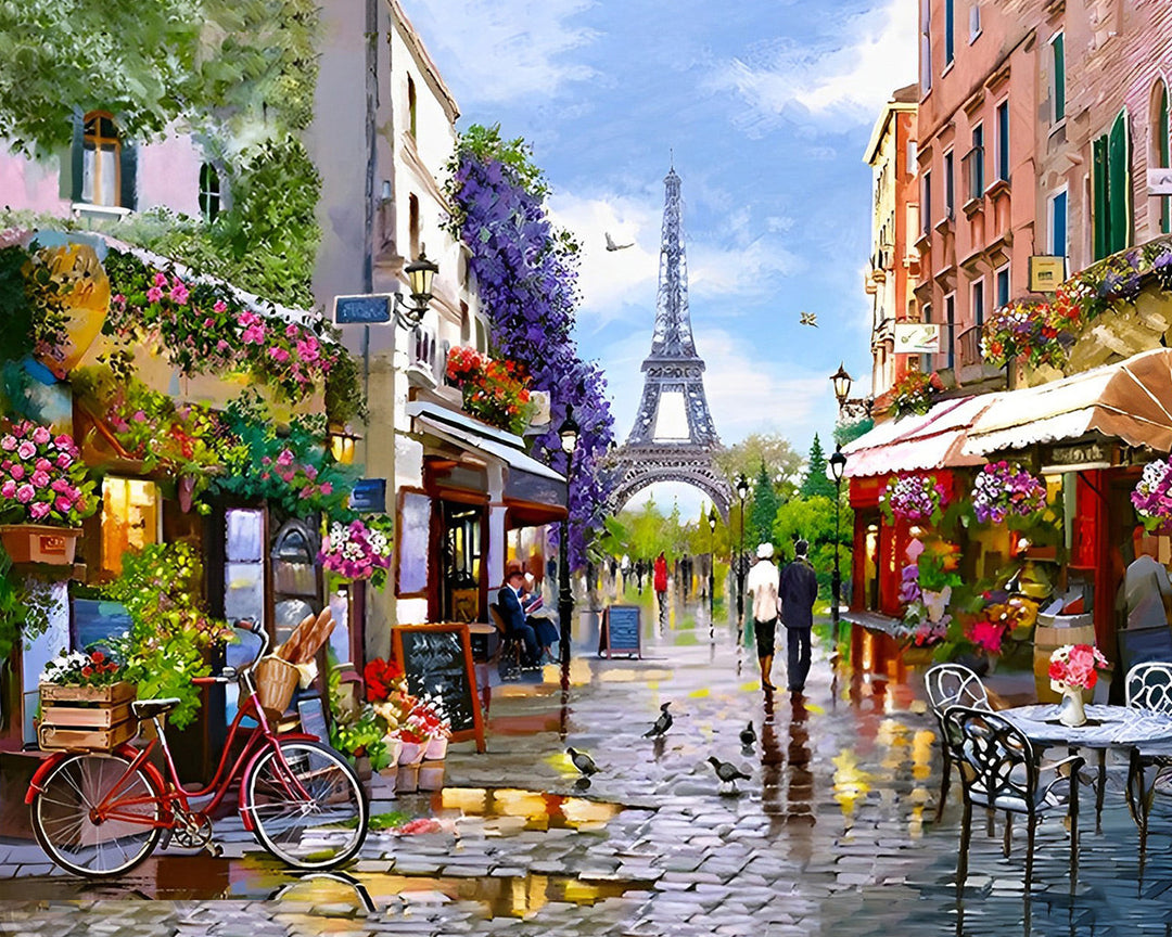Eiffeltoren op de Straat van Parijs Diamond Painting