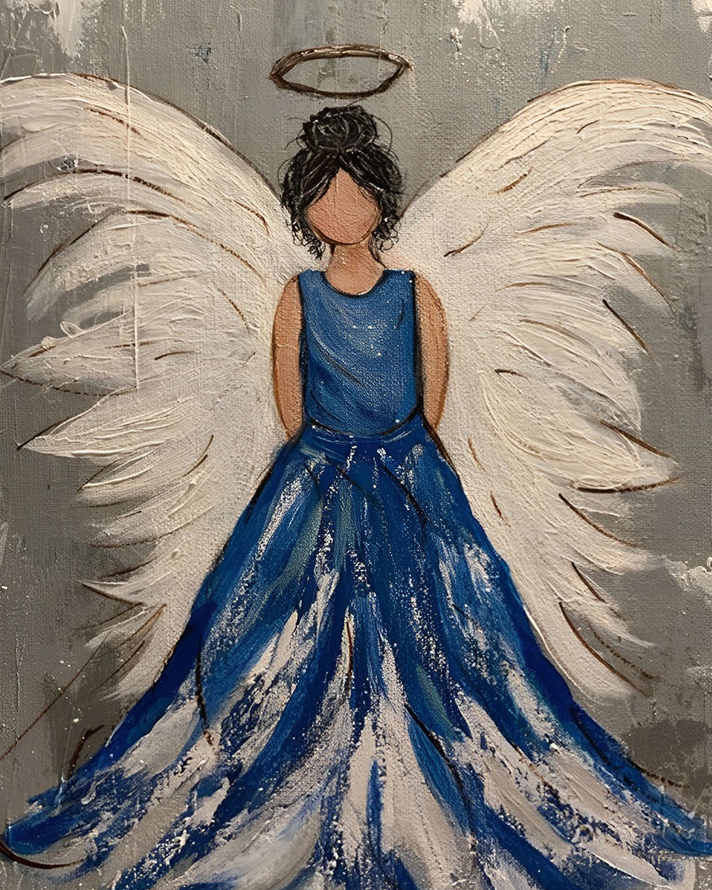 Engel in Blauwe Jurk Diamond Painting