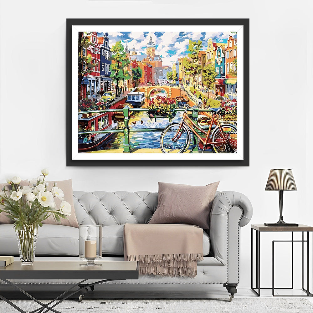 Fiets in de Stad Diamond Painting