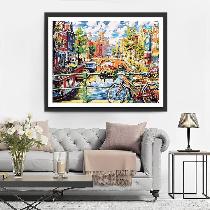 Fiets in de Stad Diamond Painting