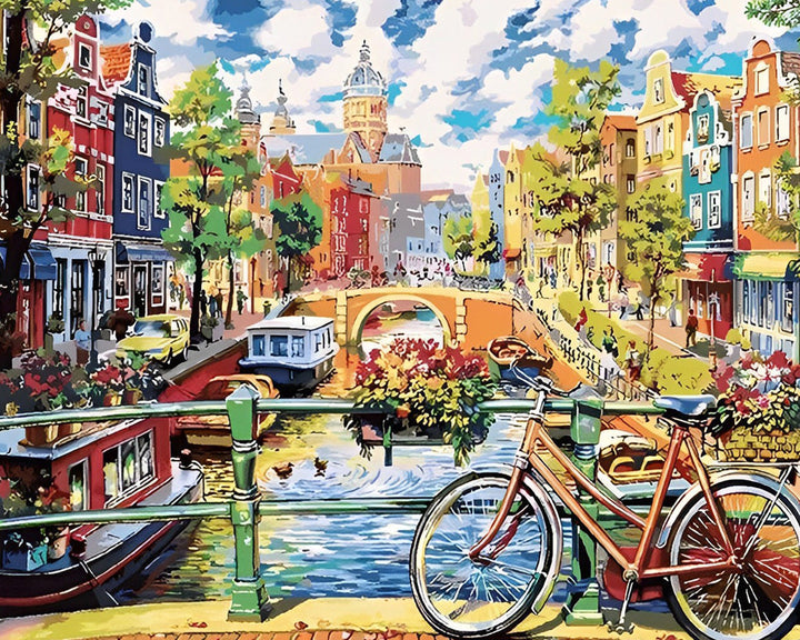 Fiets in de Stad Diamond Painting
