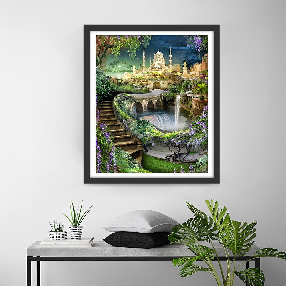 Fontein in de Kasteeltuin Diamond Painting