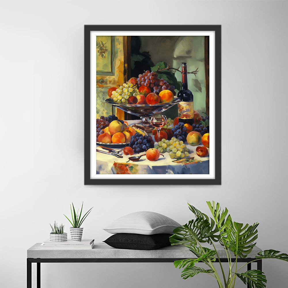 Fruit en Wijn op de Tafel Diamond Painting