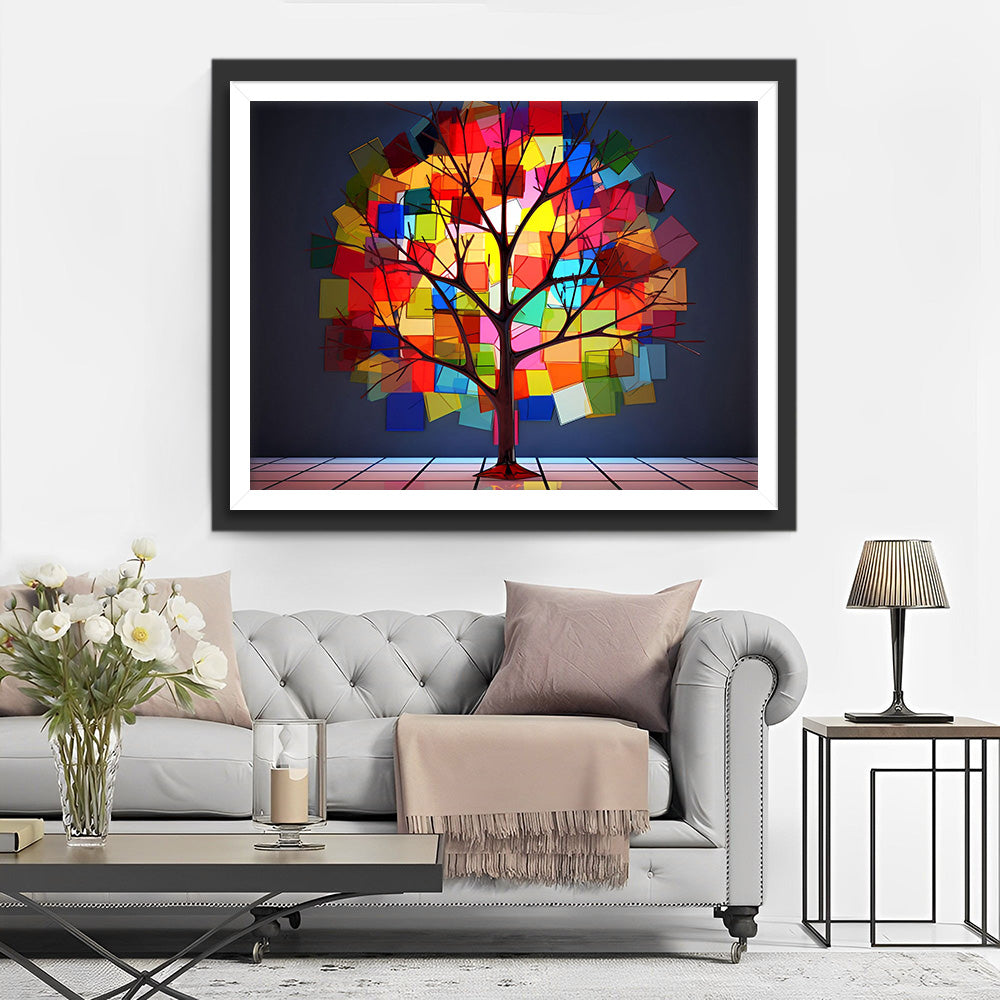 Gekleurde Glas Boom Diamond Painting