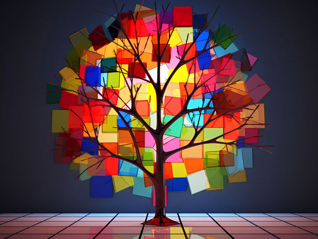 Gekleurde Glas Boom Diamond Painting
