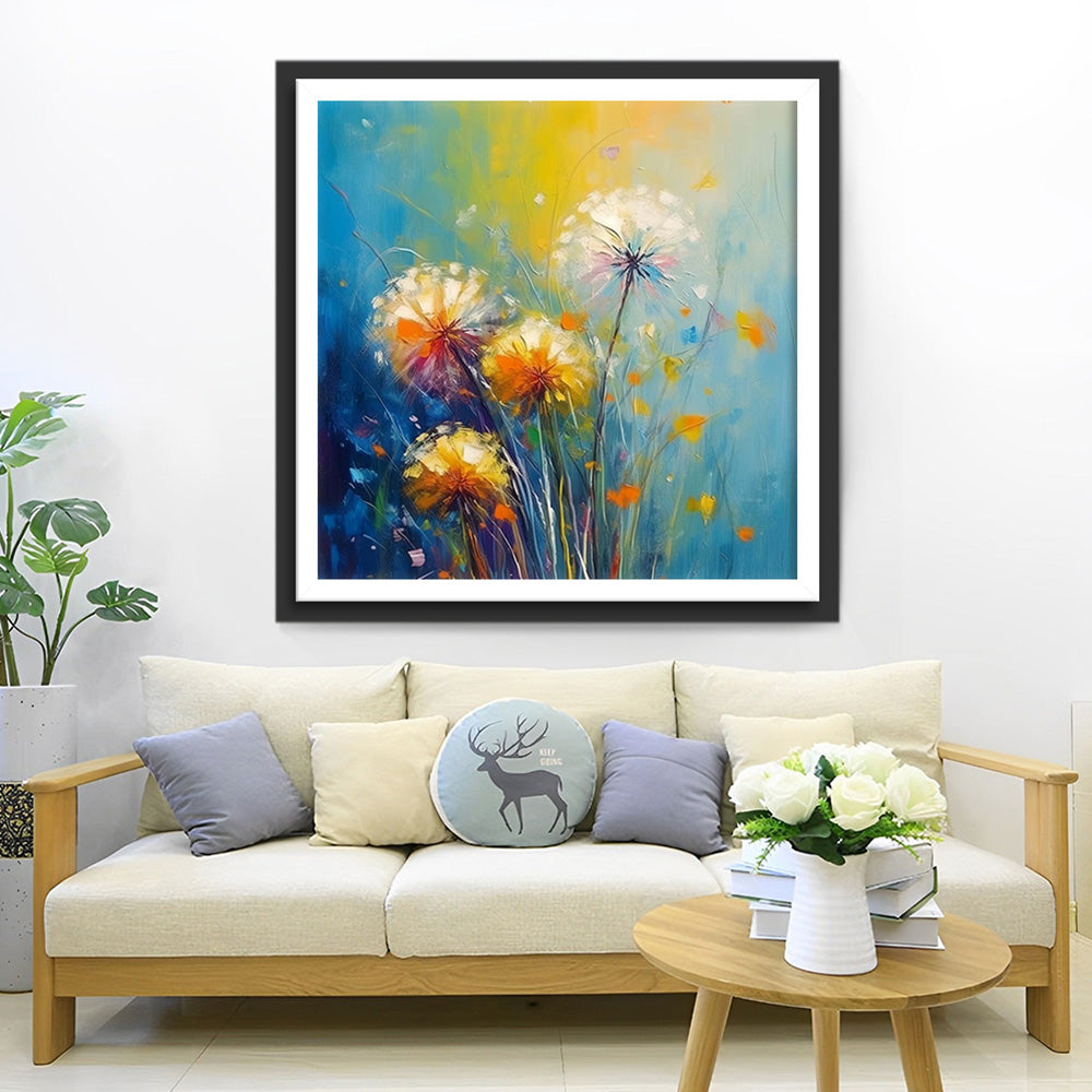 Gele en Witte Paardenbloem Diamond Painting