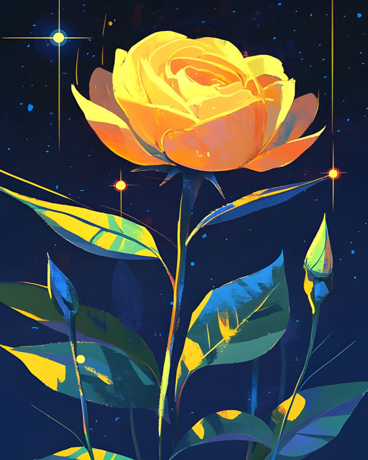 Gele Roos en Knoppen Diamond Painting