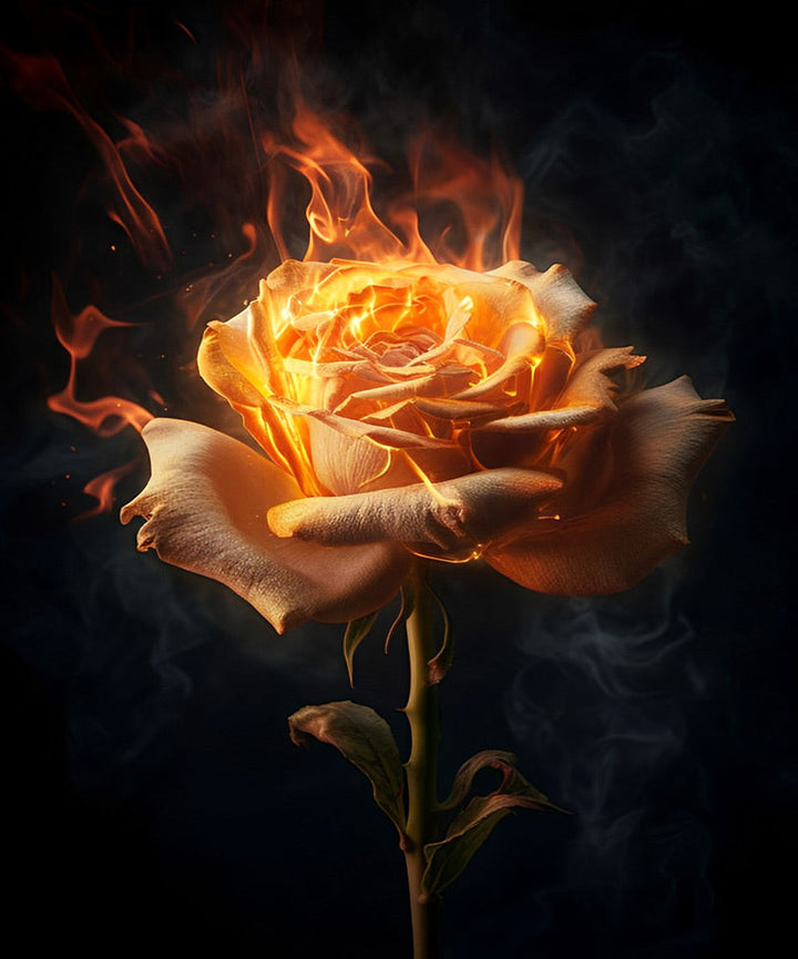 Gele Vuurroos Diamond Painting