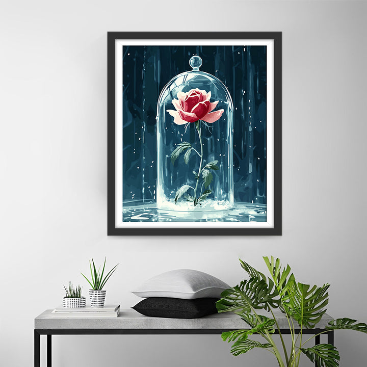 Gevangen Roze Roos Diamond Painting