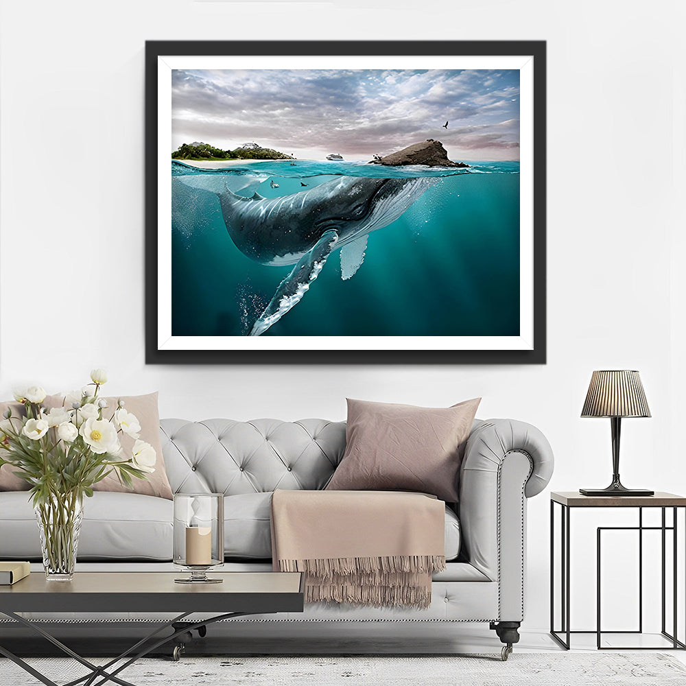 Gigantische Walvis en Klein Eiland Diamond Painting