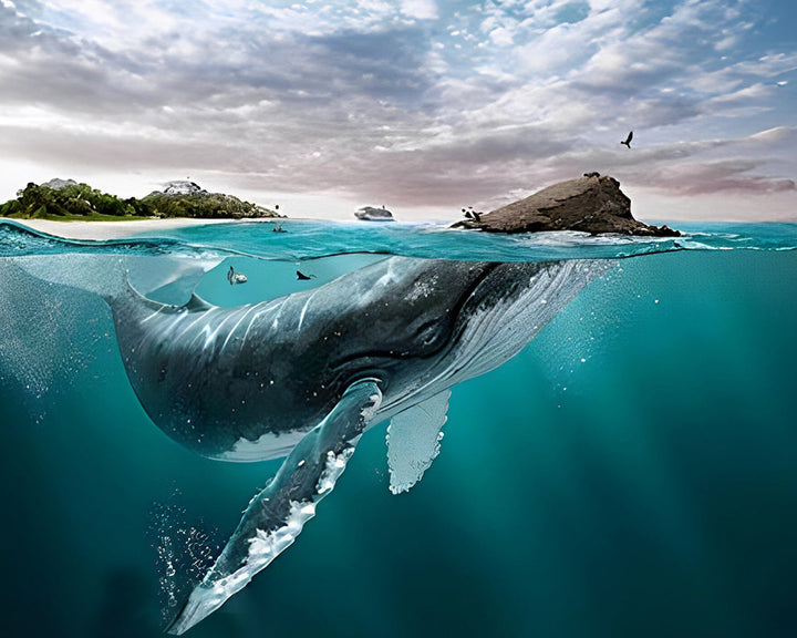 Gigantische Walvis en Klein Eiland Diamond Painting