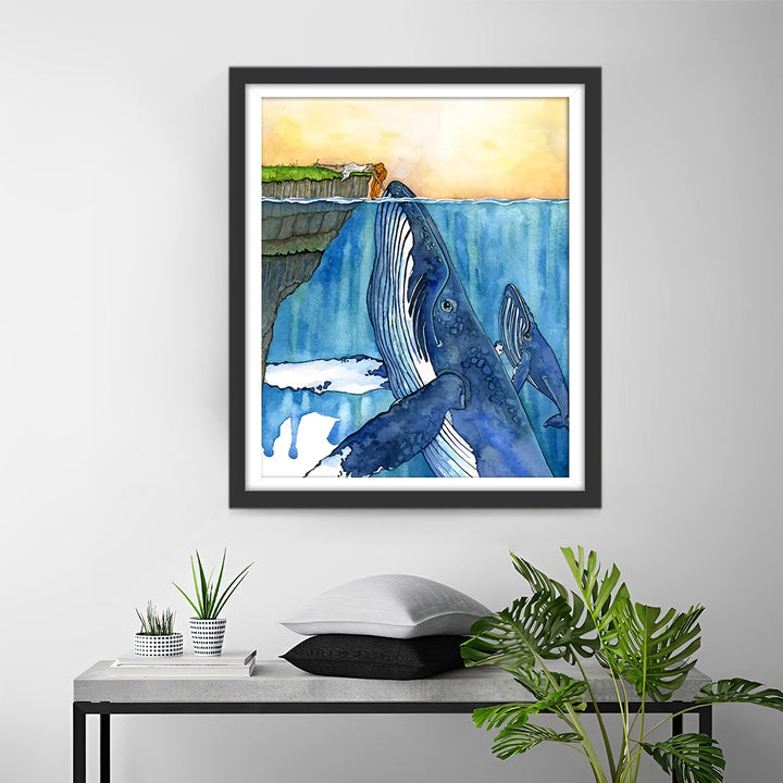 Gigantische Walvissen en Meisje Diamond Painting