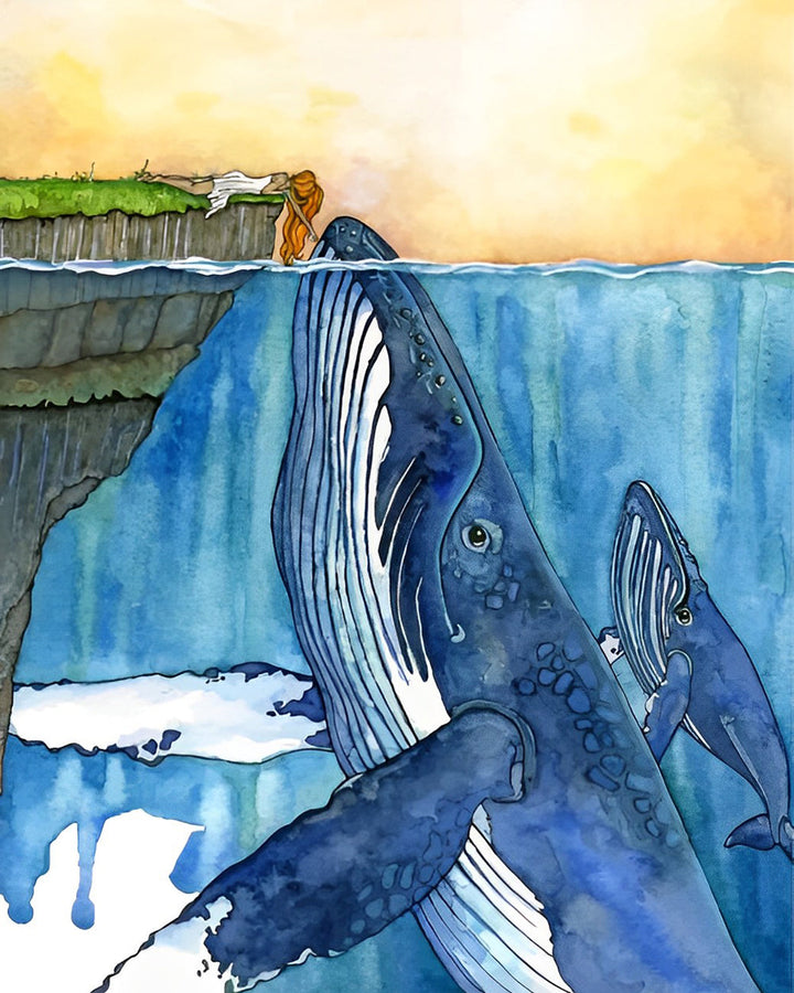 Gigantische Walvissen en Meisje Diamond Painting
