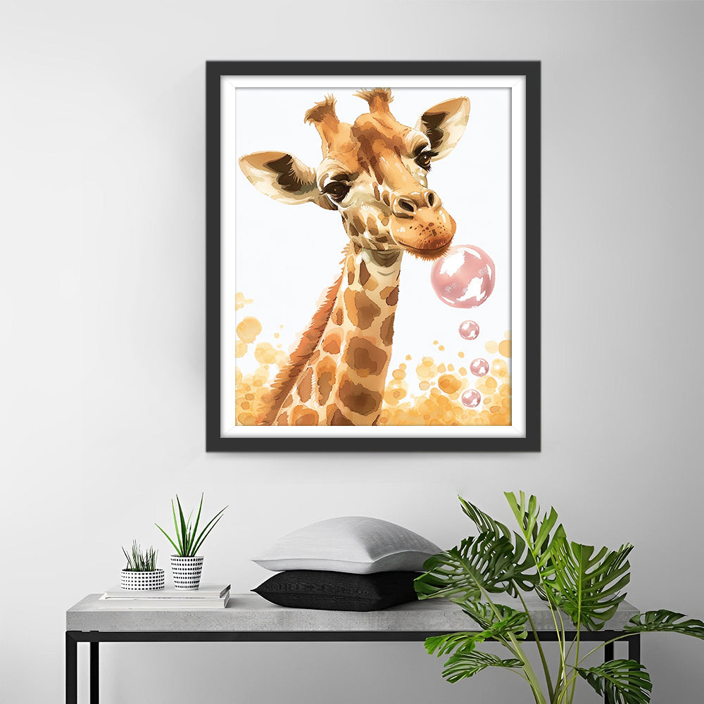 Giraffe en Bubbels Diamond Painting