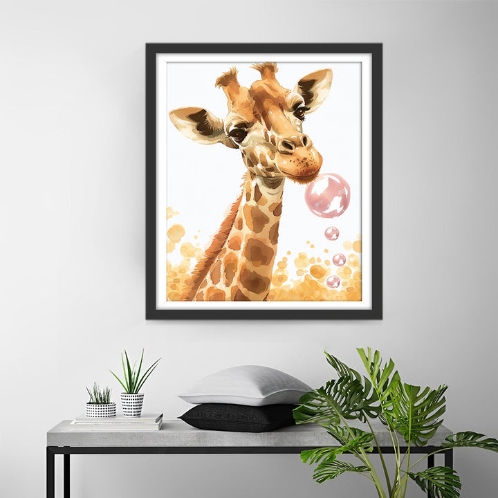 Giraffe en Bubbels Diamond Painting