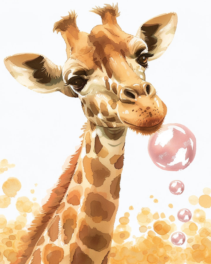 Giraffe en Bubbels Diamond Painting