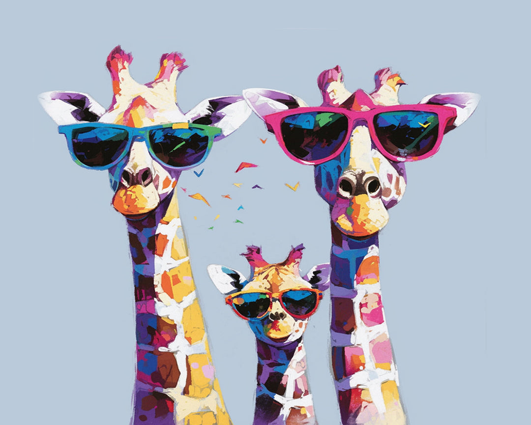 Giraffe Familie met Brillen Diamond Painting