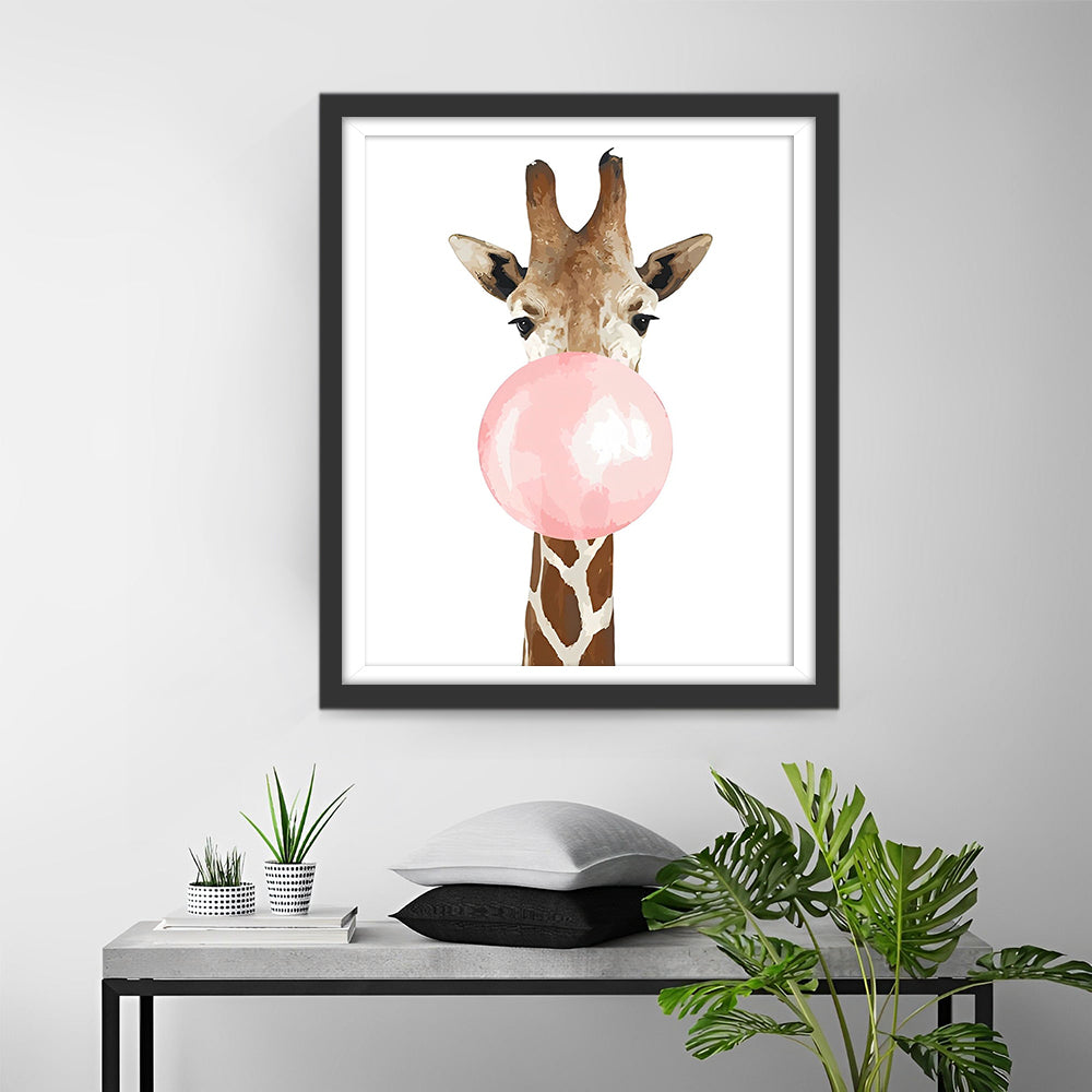 Giraffe met Kauwgom Diamond Painting