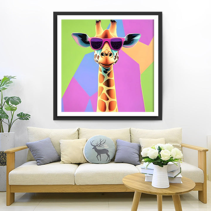 Giraffe met Paarse Zonnebril Diamond Painting