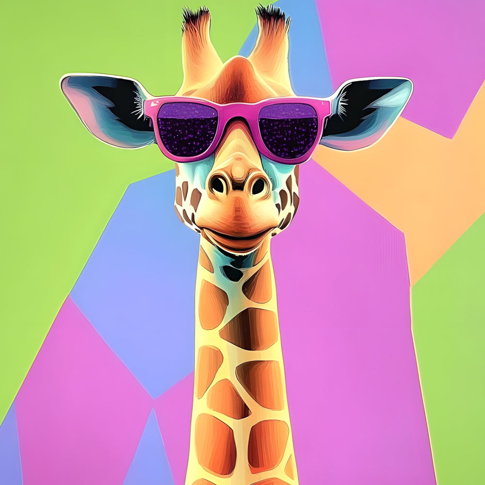 Giraffe met Paarse Zonnebril Diamond Painting