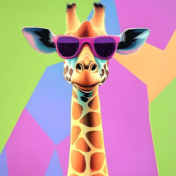 Giraffe met Paarse Zonnebril Diamond Painting