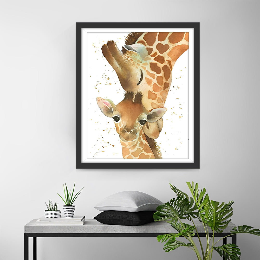Giraffe Moeder en Haar Baby Diamond Painting