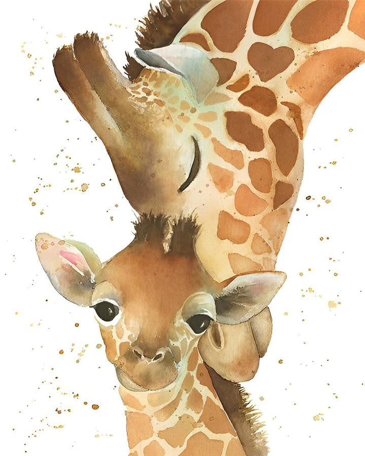 Giraffe Moeder en Haar Baby Diamond Painting