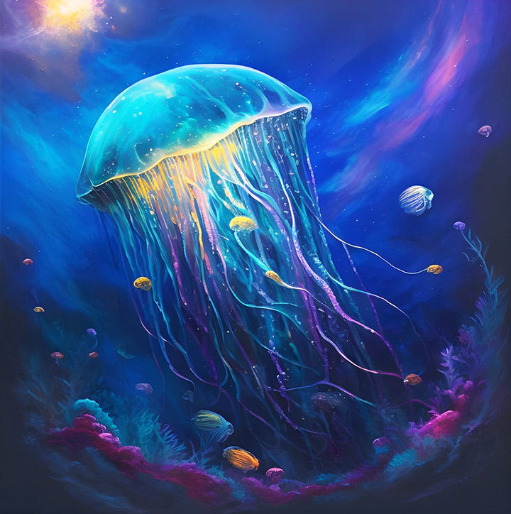 Gloeiende Blauwe Kwal Diamond Painting