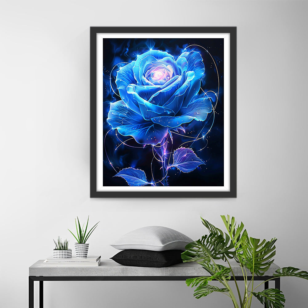 Gloeiende Blauwe Roos Diamond Painting
