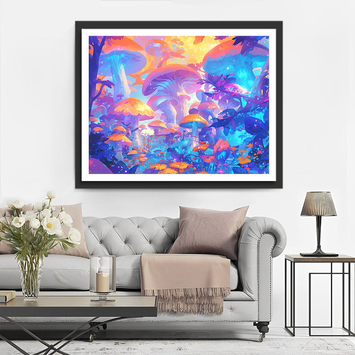 Gloeiende Paddenstoelen in het Bos Diamond Painting