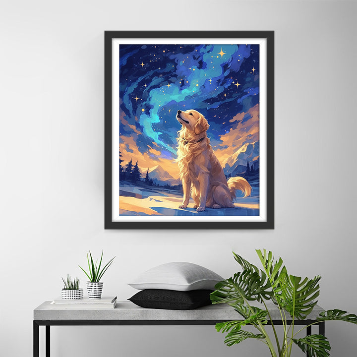 Golden Retriever onder de Sterren Diamond Painting